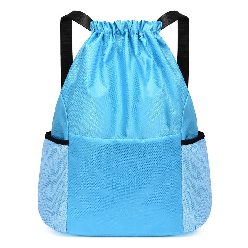 Water-Resistant Foldable Large Capacity Drawstring Sports Backpack with Logo Print for Fitness and Basketball