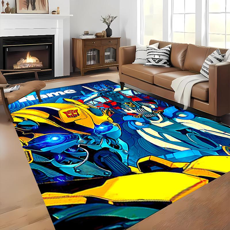Custom Personalization Optimus Prime & Bumblebee Area Rug - Perfect For Kitchen, Bathroom,Laundry Room Decor Large Size Available,Gift All Seasons