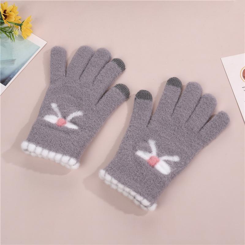 Korean Version of Sweet Knitted Warm Gloves for Women Winter Cold Protection Thickened Ins Style Bow Jacquard Touch Screen
