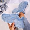 Mode Luxus Strass Klobige Sneaker für Damen Mode Lila Denim Plateau Sportschuhe Frau Rutschfest Dicke Sohle Vulkanisierte Schuhe