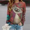 Women Cartoon Cat Tee Animal Printed Women Stylish Casual T-shirt Fall Winter Harajuku Long Sleeve Women Tops Shirts