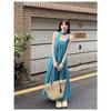 New Summer Literary Seaside Vacation Wind White Three-dimensional Flower Straps Suspender Long Dress Dress