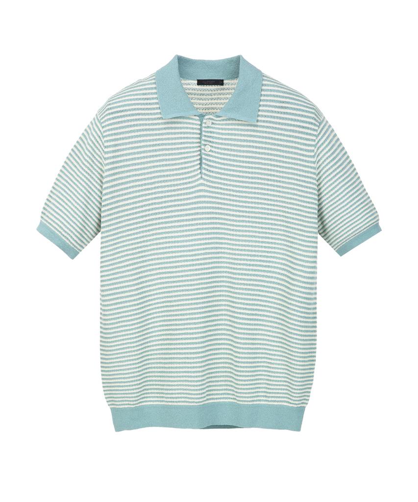 Jilseutyueoteunyuyogmaen Linen Blend Striped Collar Knit - Blue (Jnsw6B410B2)