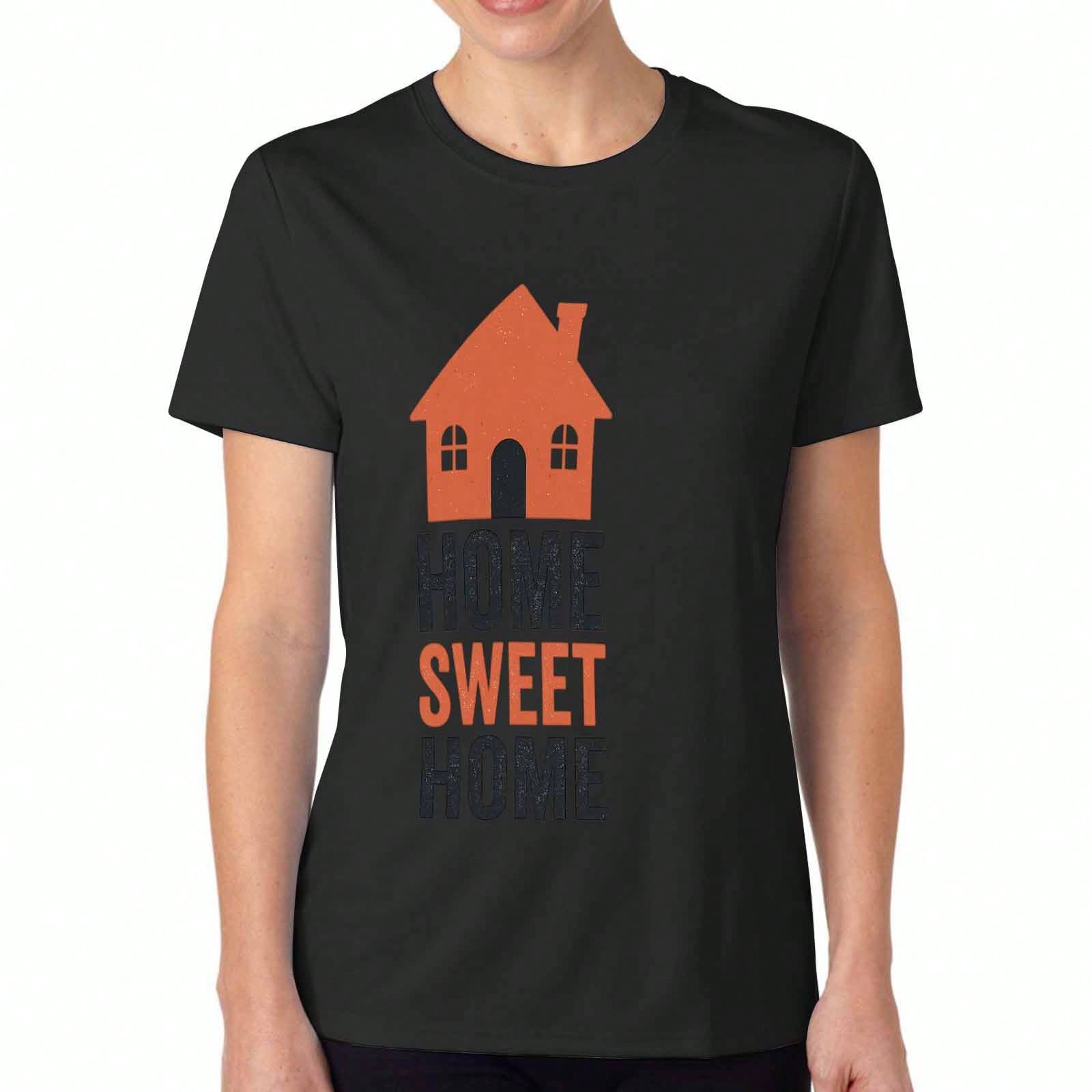 Home Sweet Home unisex Cotton T Shirt, Premium Cotton Graphic Design, Durable, Casual Fashion. Home Sweet Home Letter Print Tees, Cozy And Stylish For S разноцветный