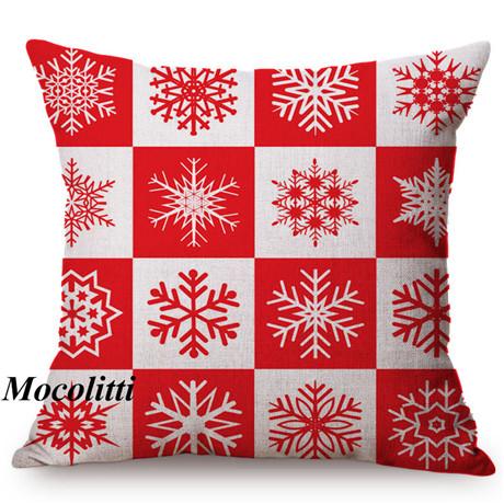 Happy Christmas Decoration Cushion Cover Cotton Linen Geometric Sofa Decorative Christmas Throw Pillow Case Cojines