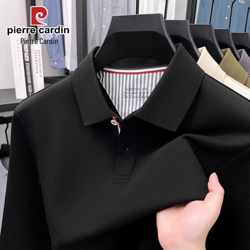 Pierre Cardin Men s Solid Long-Sleeve Lapel Polo Shirt L