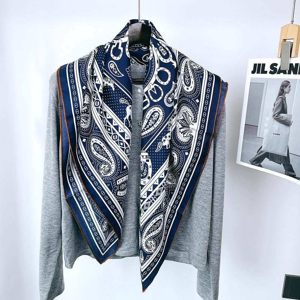 Autumn 90 Twill Silk 14 Momme Mulberry Silk Square Scarf Shawl - Live Simple Collection