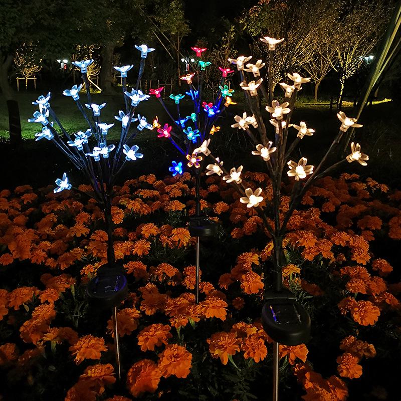 Customized Outdoor Cherry Blossom LED Solar Lights for Garden Decor