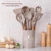 12-Piece Silicone Kitchen Tool Set with Wooden Handles & Storage Bucket