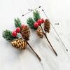 Artificial Pine Needle Greenery & Red Berry Bouquet for Holiday DIY & Gift Packaging