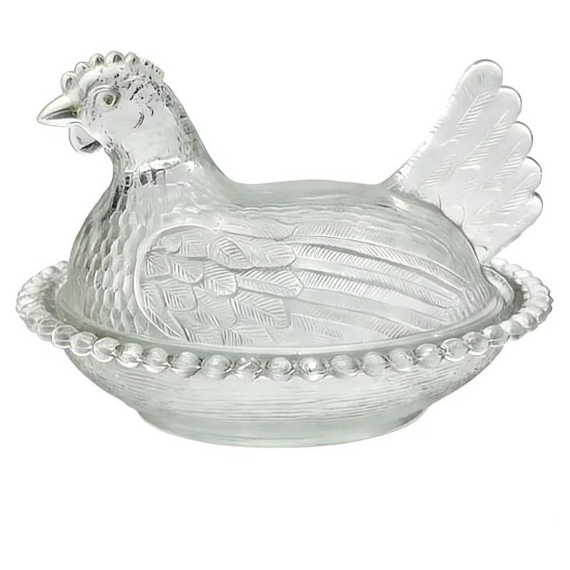 Cute Plastic Clear Hen On Nest Covered Candy Dish Dessert Plate Desktop Easter Christmas Decors Farmhouses Ornament