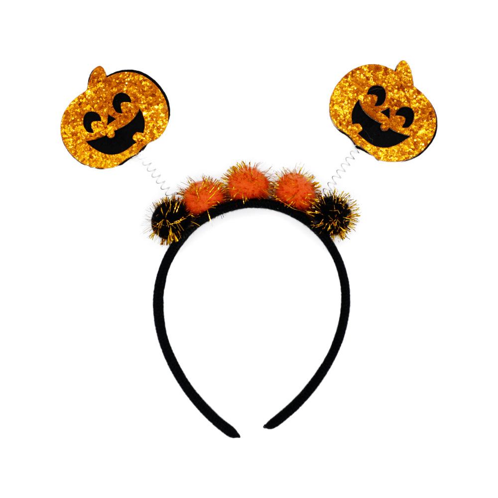 Cross-border New Funny Halloween Pumpkin Skull Unisex Handmade Smiling Face Ghost Headband Party Decoration Props Hair