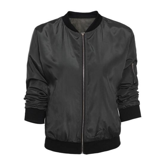 Cappotto Autunnale da Donna Zip Abbottonatura Collo Alto Maniche Lunghe Collo a Filo Colore Unito Tenere Caldo Ampio Taglia Forte Cardigan Polsini Elasticizzati Giacca Invernale per