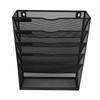 Wall Mount File Organizer with Bottom Tray 5 Tier Vertical Hanging Storage Holder for Office and Home Black