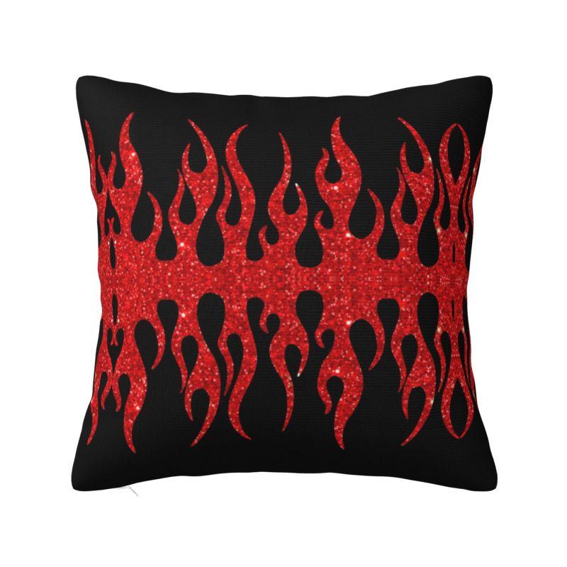 Fashion Red Burning Fire Racing Flames Cushion Cover Velvet Throw Pillow Case for Car Square Pillowcase Bedroom Decoration