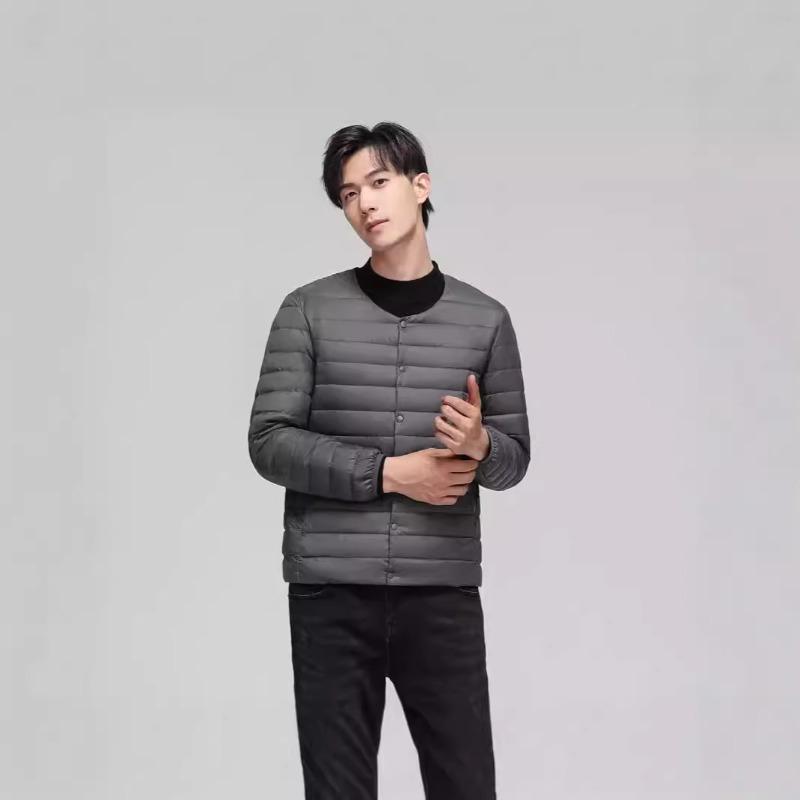 Down men's light down jacket, round neck fashion thin large size men's jacket