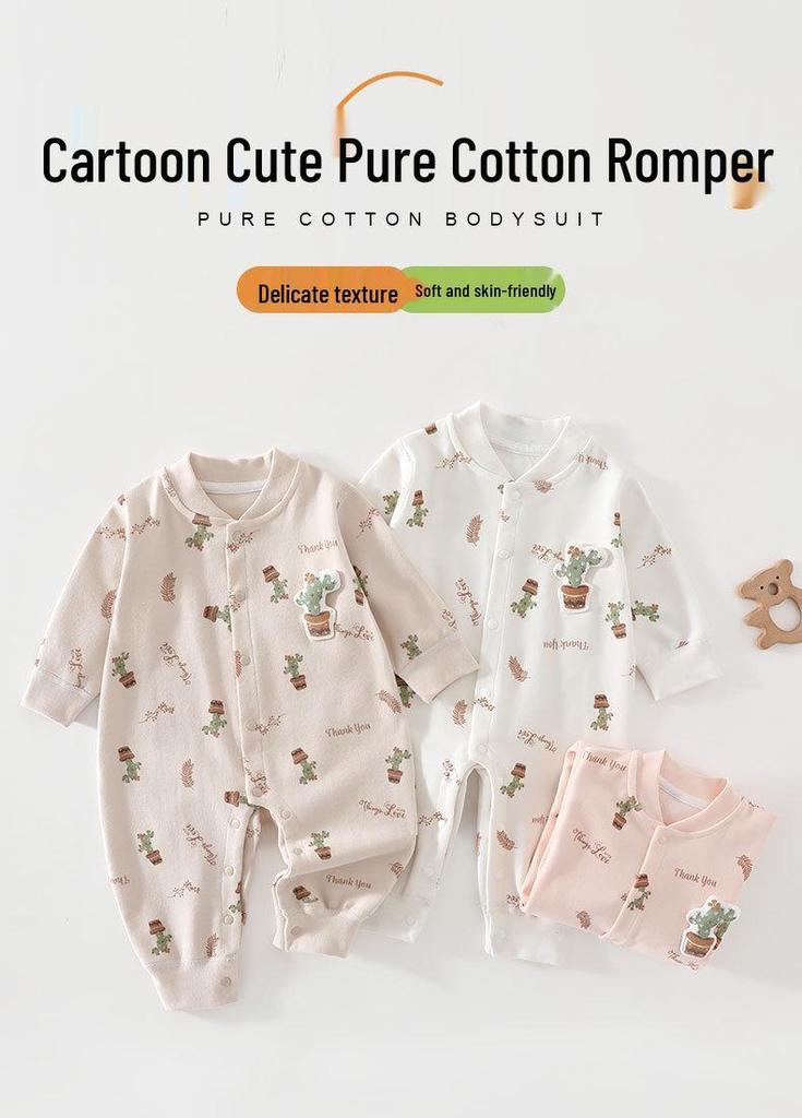 Class A Pure Cotton Baby Romper for Newborns - Unisex Spring & Autumn Crawling Outfit, Autumn & Winter Pajamas