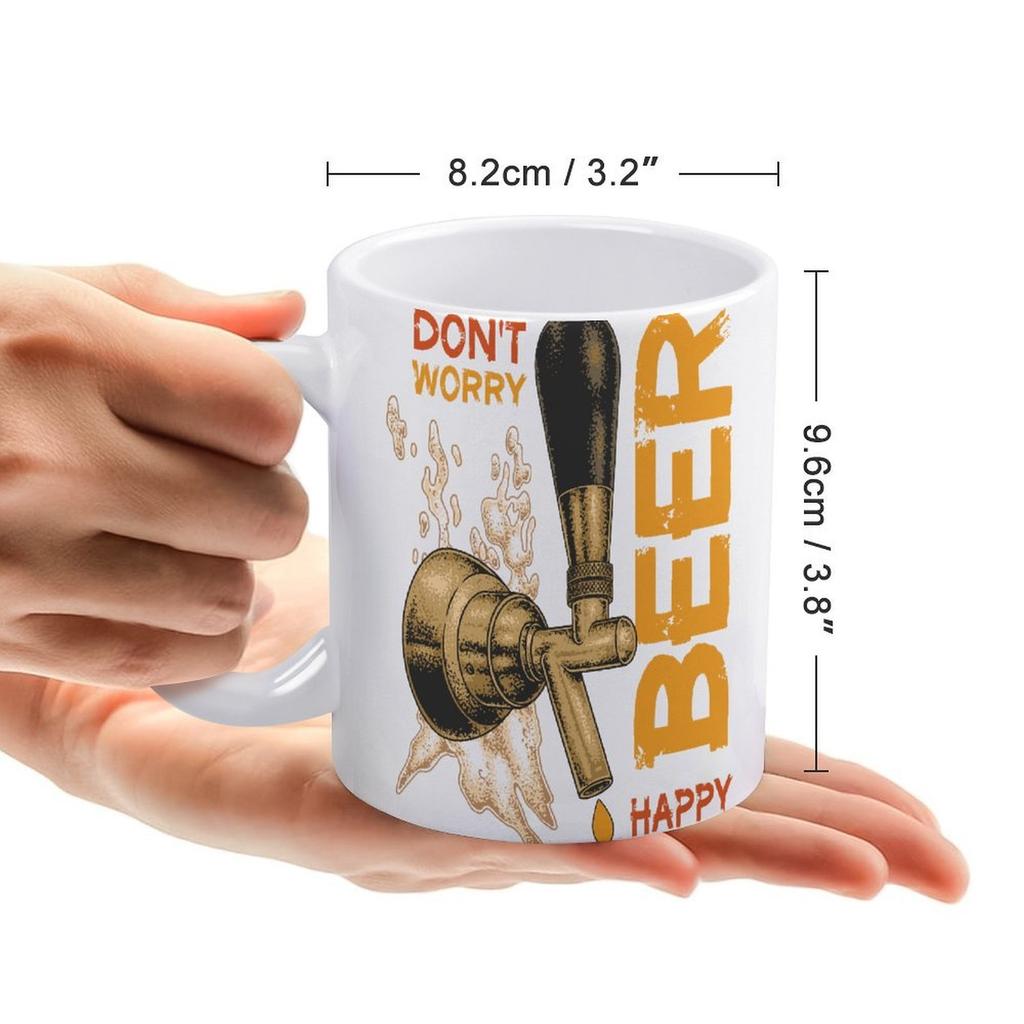 1pc 11oz White Mug with Double-Sided Print for Beer Lovers, Fun Coffee Cup for Work Desk, Great Unique Gift for Friends