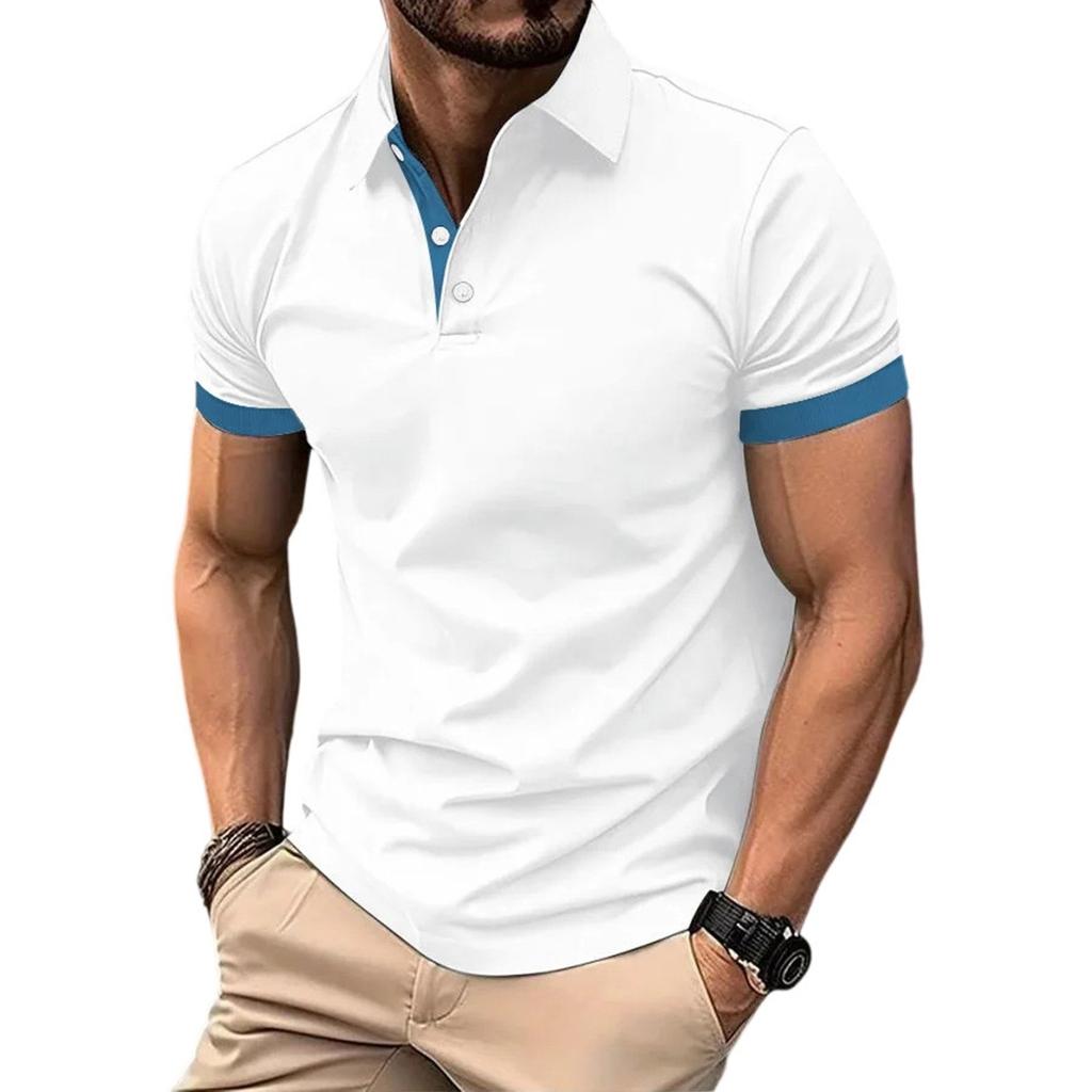 Pánské letní business tričko s krátkým rukávem, ležérní móda, velká velikost, design s proplétanou stuhou