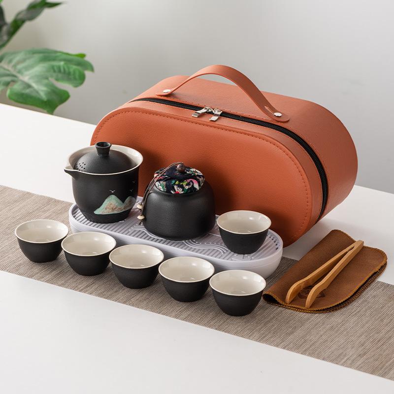 Business Gifts Travel Tea Set Kuaike Cup One Pot Three Cups Portable Cover Bowl Small Set Outdoor High-end Kung Fu Set