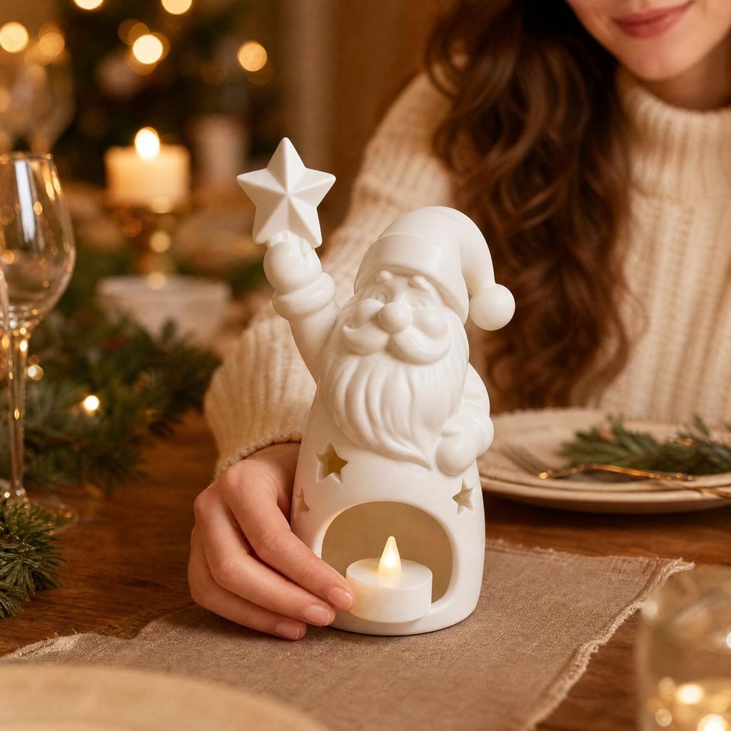 3D Printed Christmas Candle Holder Decorative Figurine for Holiday Home Decor