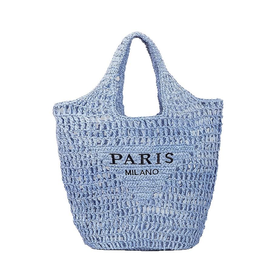 Handmade Straw Embroidered Letter Tote - Spacious, Versatile Woven Shopping Bag for Women