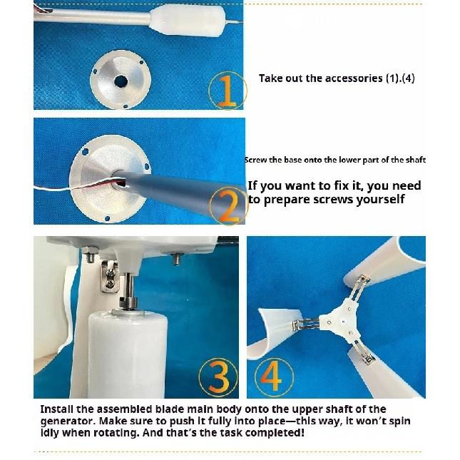 Vertical Axis Wind Turbine Model Three-phase Permanent Magnet Generator Windmill Toy Night Light Making DIY Display