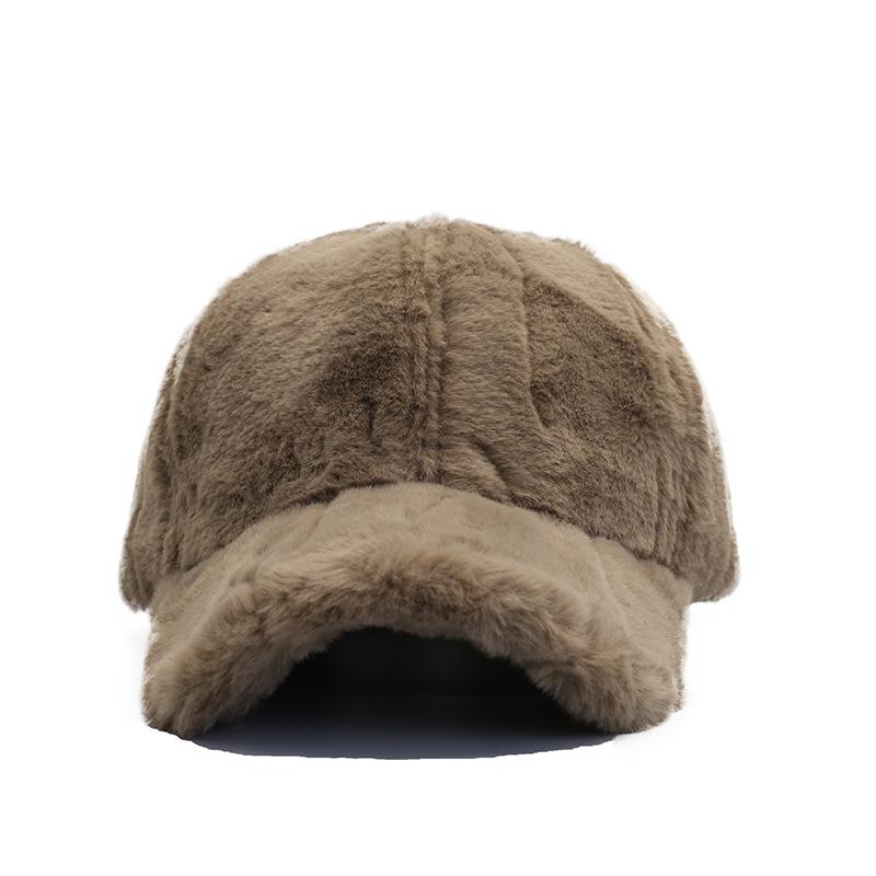 Hat Women's Winter Warm Thickened Plush Baseball Cap Outdoor Solid Color Fashion Casual Plush Cap