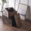 Wooden Storage Box With Handle Large Capacity Non-Folding Organizer Bedroom Living Room Home Use