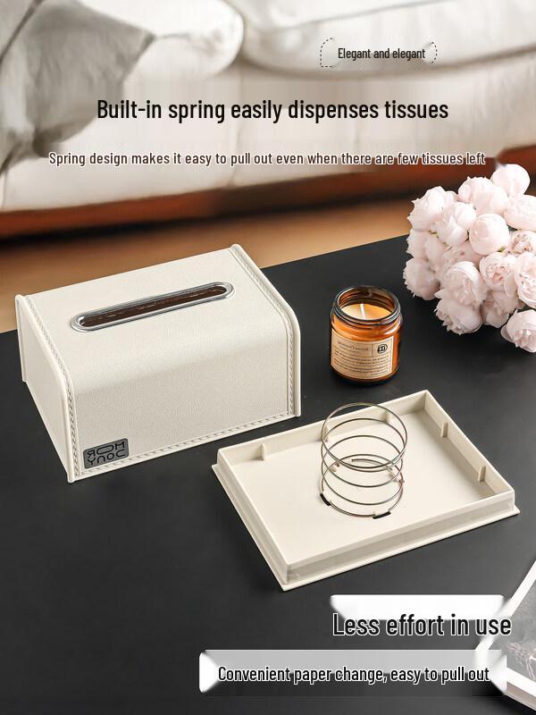 LIEI Faux Leather Grain Tissue Box