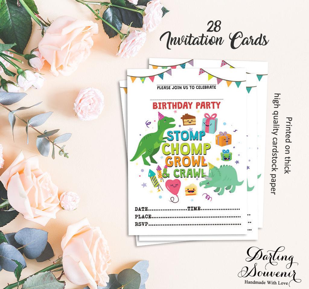 Darling Souvenir White Birthday Invitation Card Printable Fill or Write In Blank Invites Party Supplies Pack Of 28 5 X 7