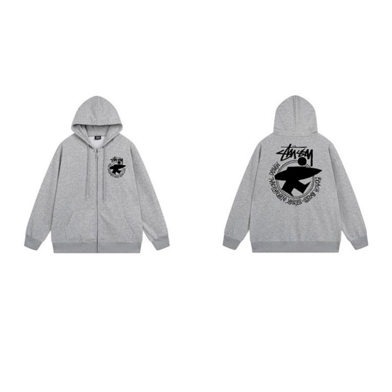 Mens Hooded Zip-Up Fleece-Lined Sweatshirt With Letter Print Casual Oversized Pullover Winter Jacket