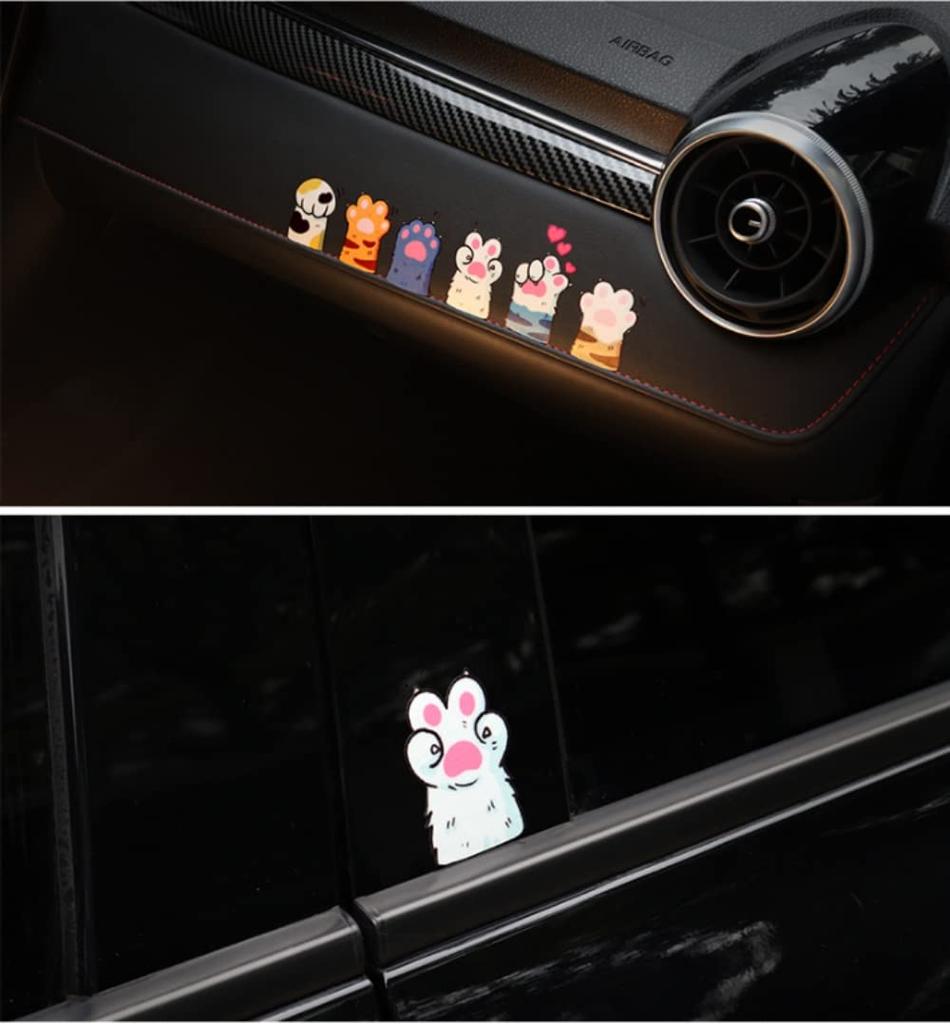 EXCEREY Cat Paw Car Sticker Cute Cat Car Sticker Personalized Creative Car Sticker Cartoon