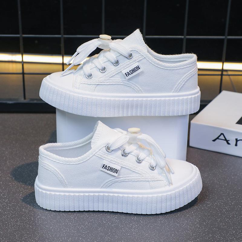 Frühling Neue Kinder Weiße Schuhe Jungen und Mädchen Canvas Schuhe Atmungsaktive Sneaker Performance Grundschüler Weiße Einzelne Schuhe