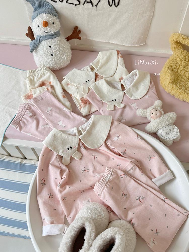 Children's Early Spring Pajama Set 2026: Girls' Lycra Cotton Cartoon Homewear.