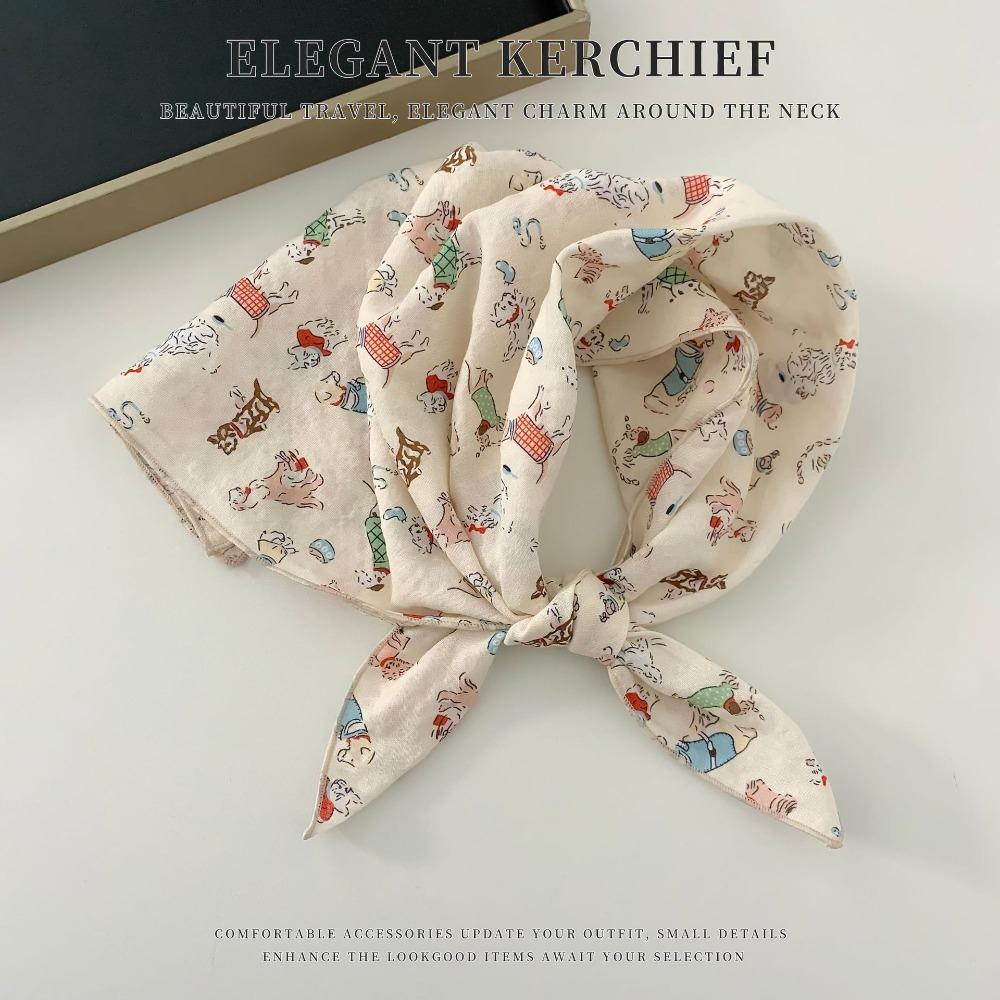 

Flower Cotton Linen Print Scarves Cashew Square Handkerchief Elegant Printed Silk Scarf Outdoor Style 13