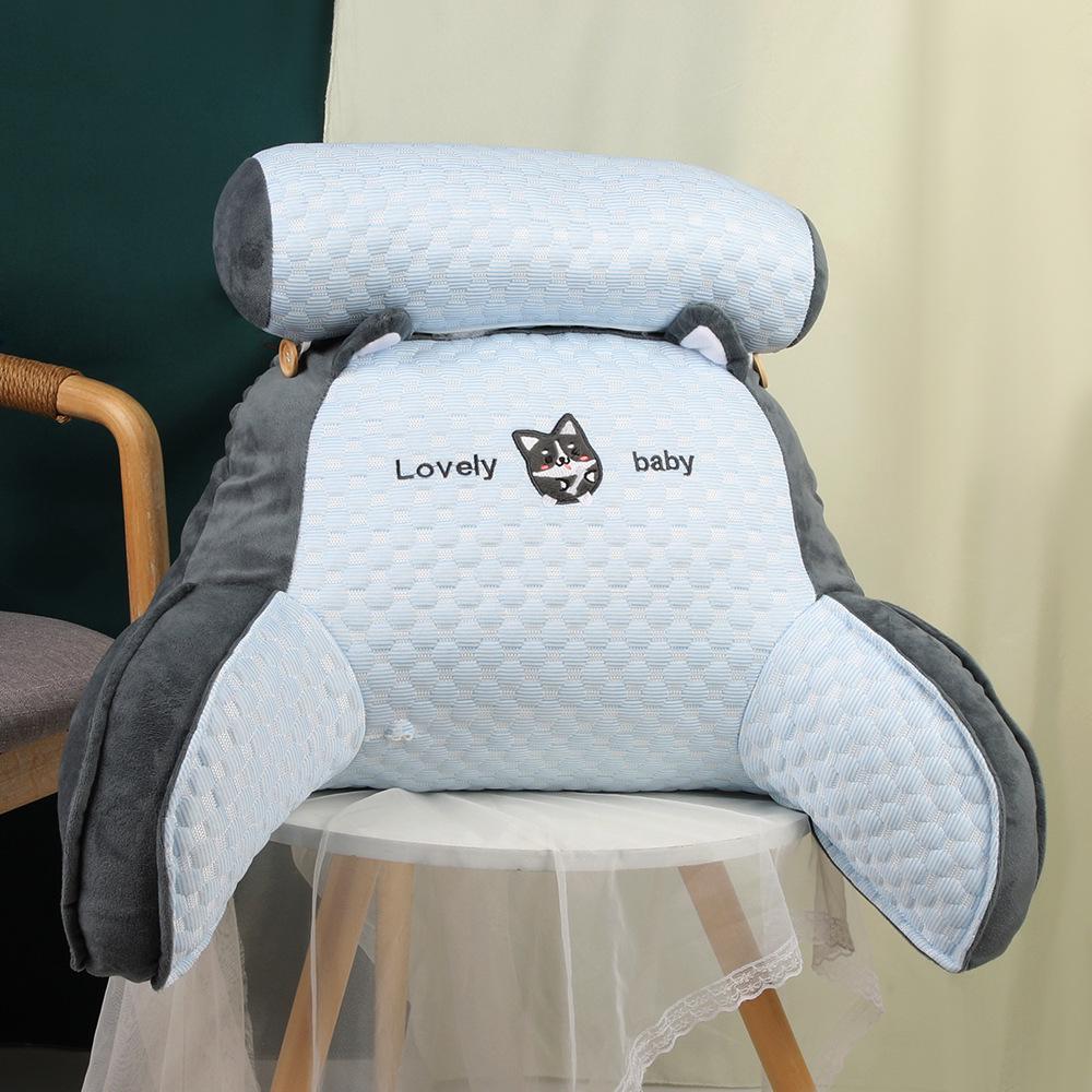 Ice Bean Cartoon Bedside Cushion: Soft Lumbar Support Pillow for Reading and Lounging