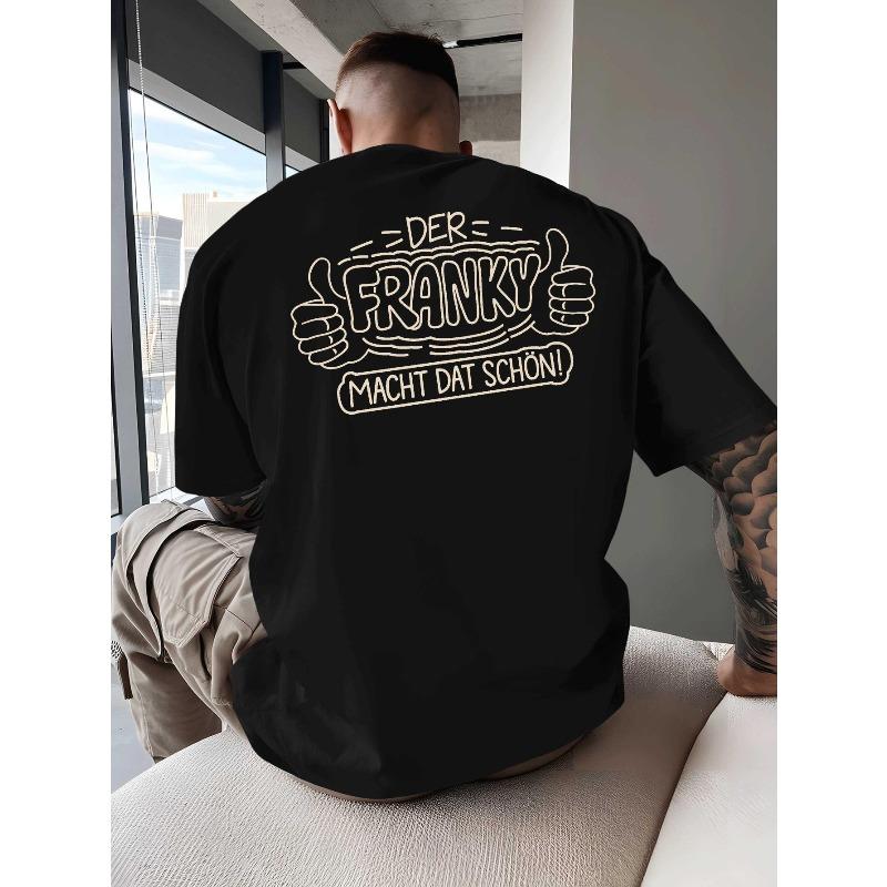 

The Franky Makes It Cool. Short-Sleeved T-Shirt for Men, Stylish And Trendy, Perfect for Spring And Summer, Round Neck, Versatile And Breathable S чёрный