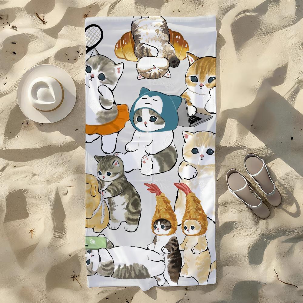 Cartoon Cute Cat M-MoFusand-S Towel For Swim Yoga Gym Quick Drying Soft and Skin-friendly Beach Towels All-Season