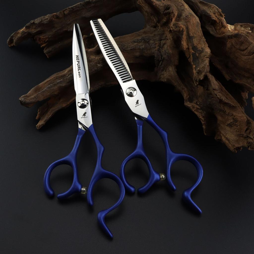 6.0 Inch Half-Body Blue Neptune Beauty Hair Scissors Straight Cutting Teeth Scissors Thin Cutting Hair Salon Special Foreign Trade Explosion