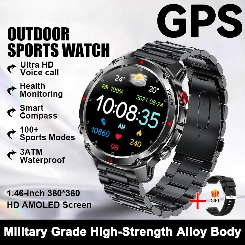 New Military Outdoor GPS Positioning SmartWatch Men Run RIDE Fitness GPS Tracer 10ATM/IP69 Compass HD call Sports Watch bracelet