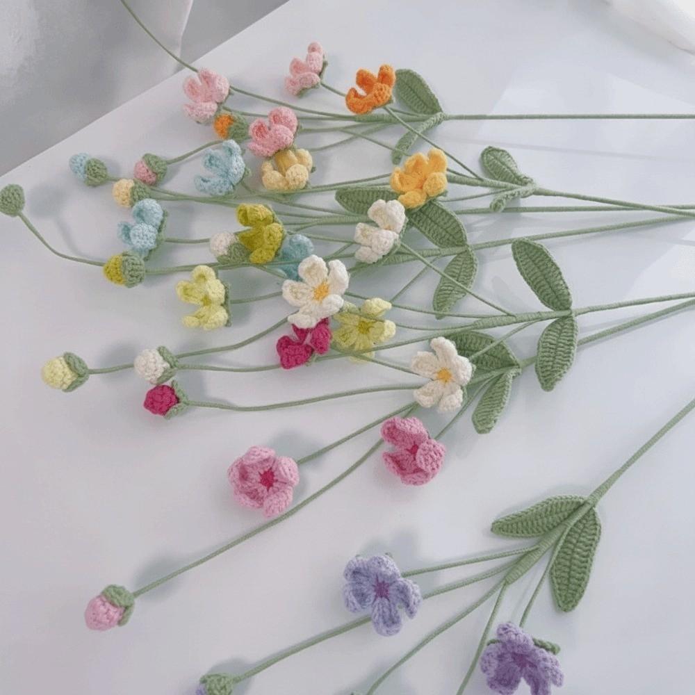 Creative DIY Flowers Bouquet Crocheted Flower Wedding Home Decoration Gifts Handwoven Flowers Flower Arrangement Home