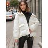 Giacca invernale da donna con cappuccio Taglia grande Imbottita in piuma e cotone Multi-tasche Corta
