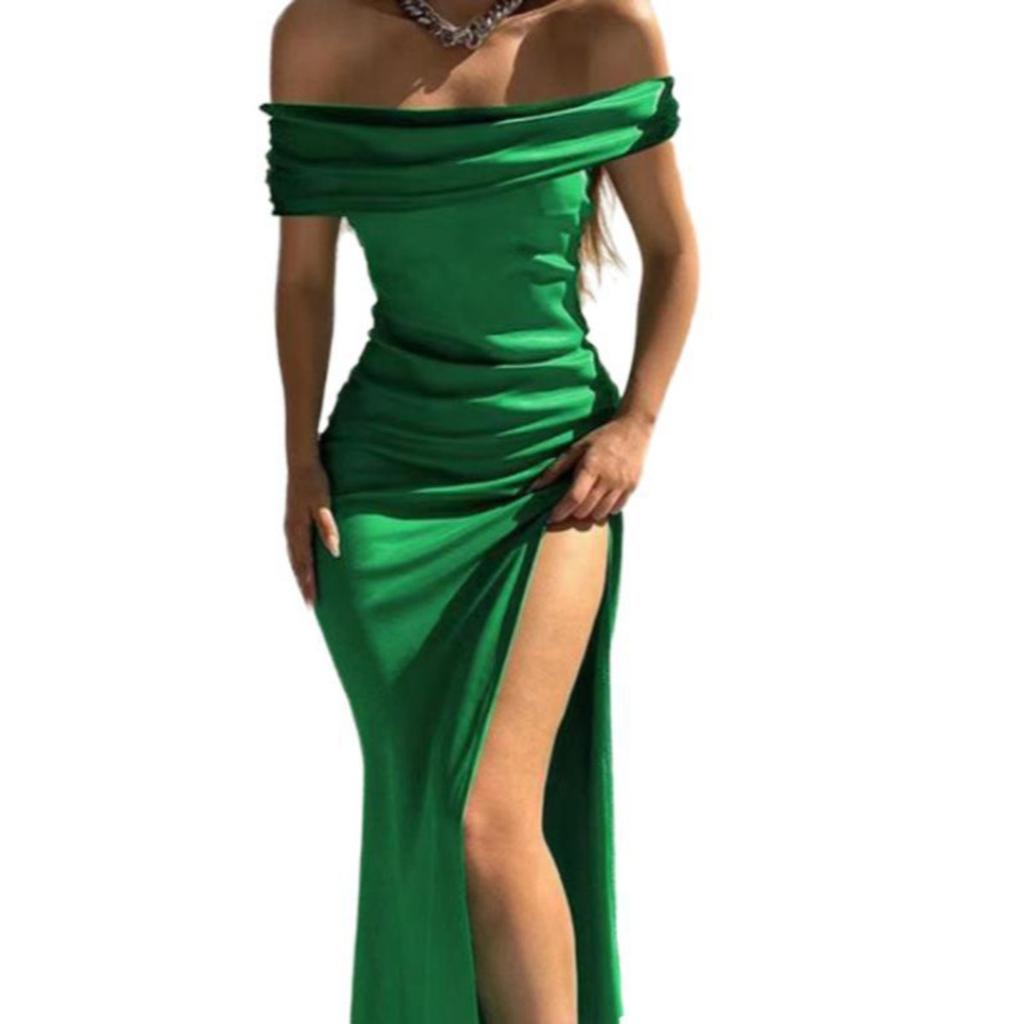 Women's Off Shoulder Sleeveless Maxi Dress Slim Fit High Waist Elegant Side Slit Mermaid Dress