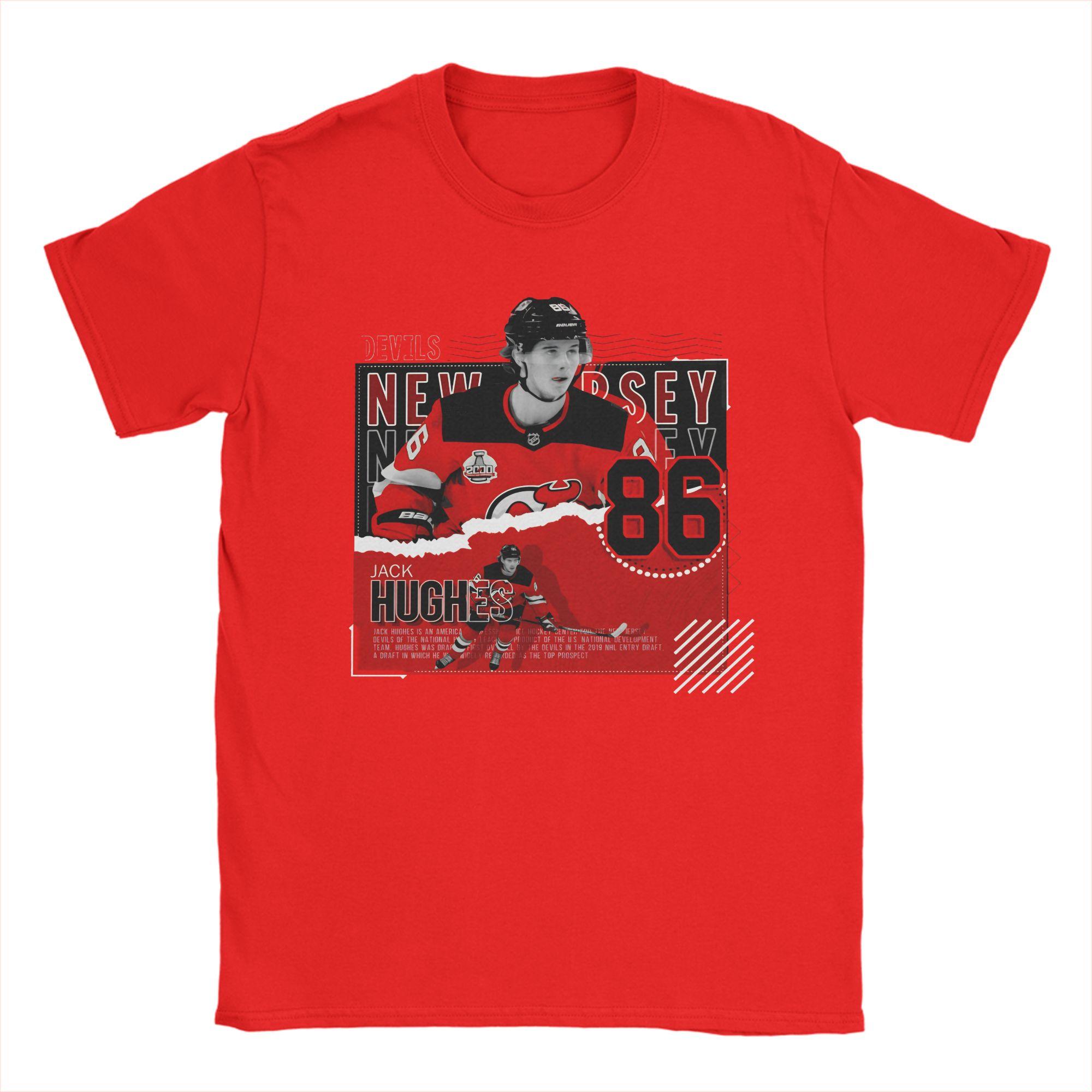 Jack Hughes Hockey Paper Poster Devils Unisexs T Shirt Cool Tees Short Sleeve Round Neck TShirts Pure Cotton Summer Clothes S