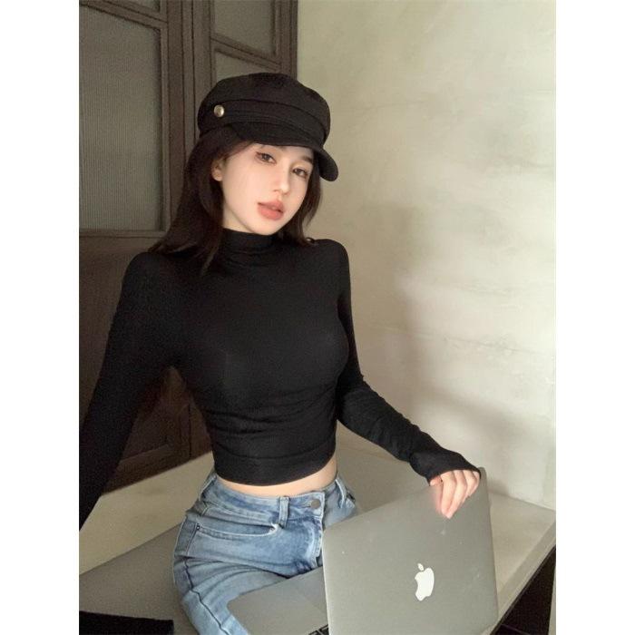 Пикантная девушка 2025 Ретро боди с высоким воротом в обтяжку Extra Large