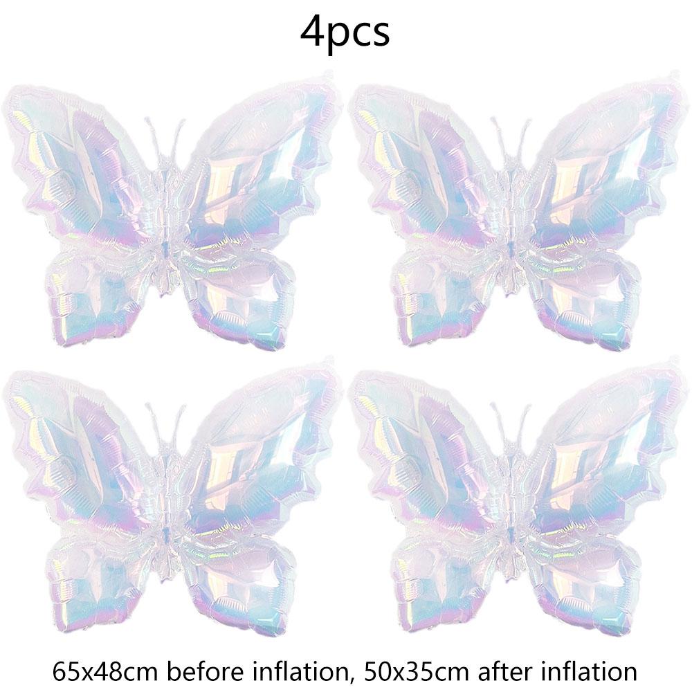 4pcs Iridescent Balloon Heart-Shaped Pentagram Butterfly Laser Transparent Balloon Birthday Wedding Party Decor Supplies