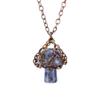 Handmade Retro Winding Crystal Tiger Stone Agate Small Mushroom Pendant Necklace Jewelry N698