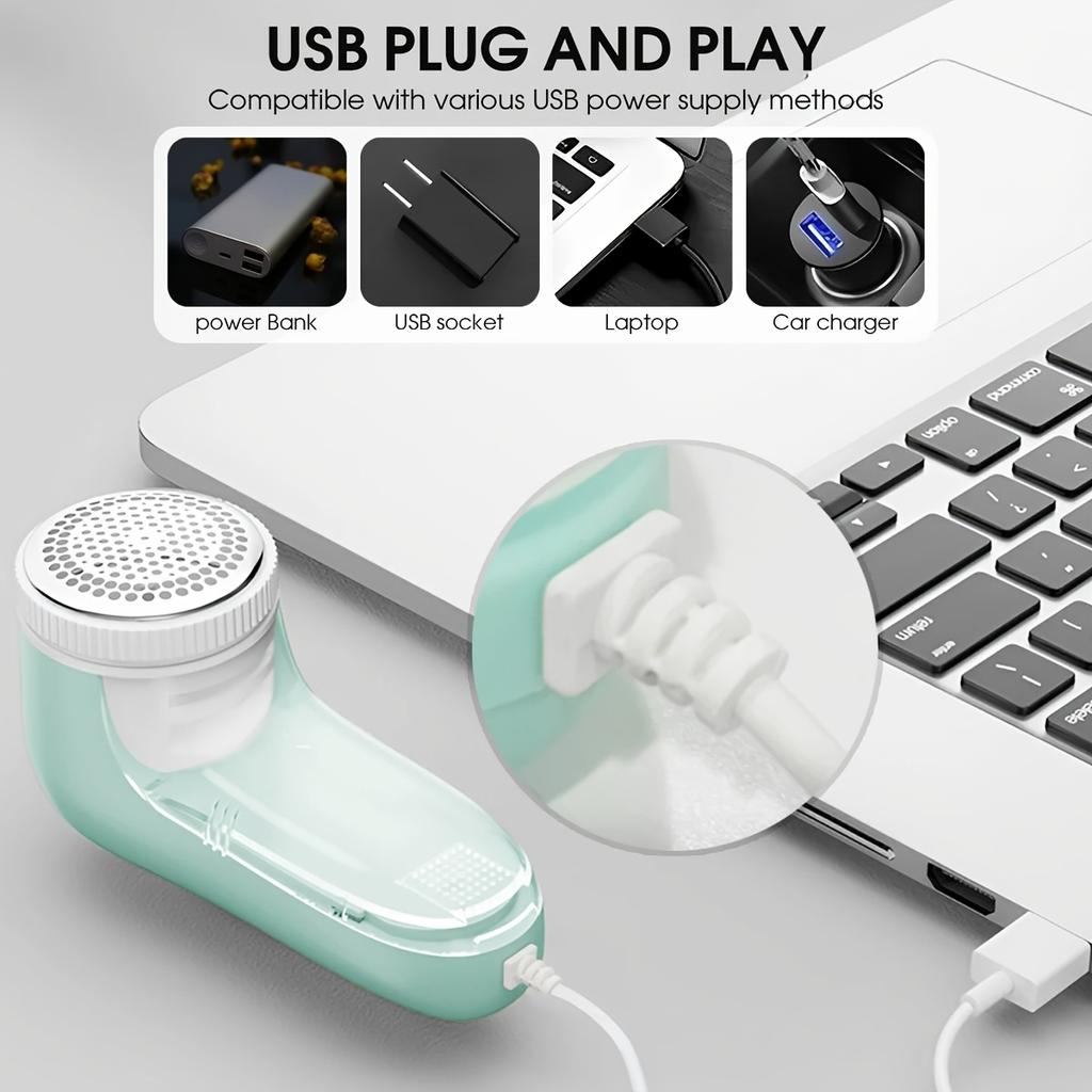 Rimuovi-pelucchi elettrico a spina con filo, rasoio per tessuti, alimentato via USB per vestiti, divano, tenda