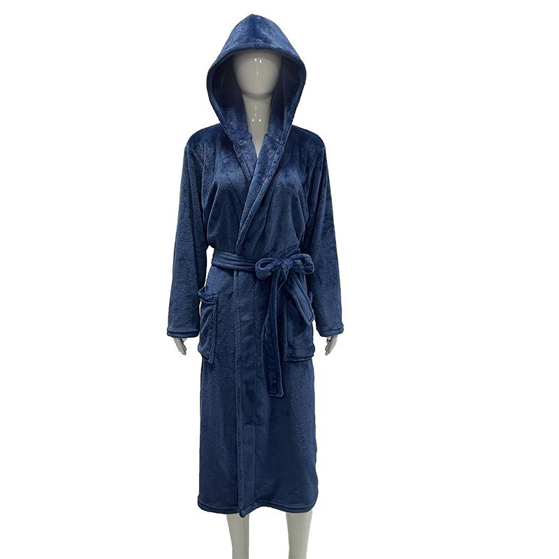 Couples' Casual Flannel Hooded Bathrobe Pajamas